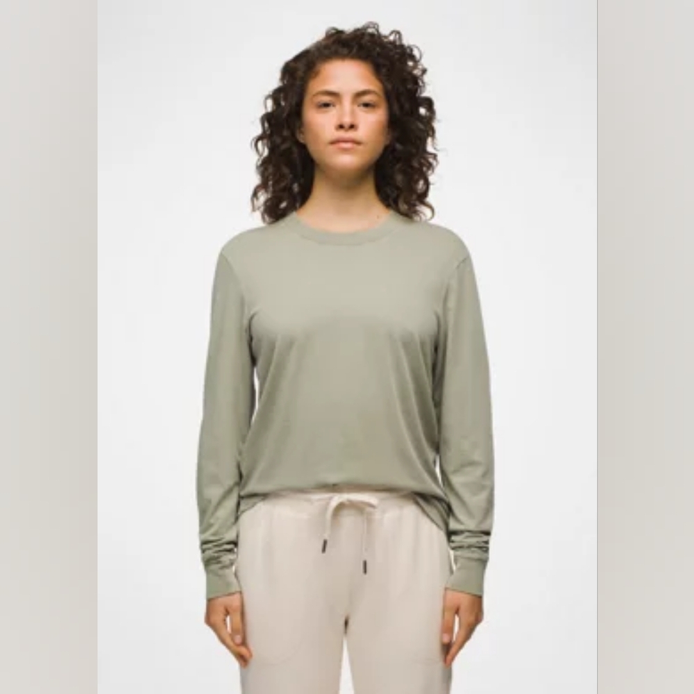 prAna Everyday Vintage Washed Long Sleeve Tee Juniper Green L